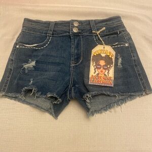 Almost Famous Blue Distressed Cut-Off Jean Shorts